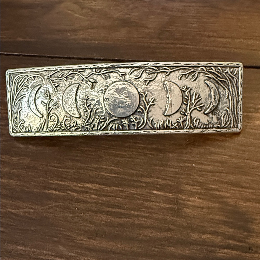 Silver Moon Phase Hair Clip
